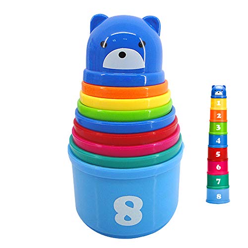 9 Pieces Stacking and Nesting Cups Early Learning Toys,Educational Rainbow Stacking & Nesting Cups Baby Building Set Stacking Cups Early Educational Toddlers Toy for Baby