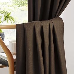 Brown Blackout Pleated Look Curtains 102 Inches