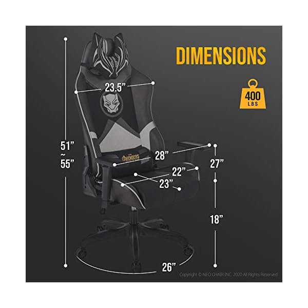 Silla Gamer Marvel Avengers Black Panther, Eco Cuero C/ Apoya Pies - Imagen 4
