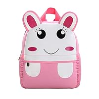 MoreTeam Little Pink Bunny Kids Bookbag, Cute Toddler Backpack, Cartoon Animal School Bag for Boys and Girls (Bunny, S (10.3" x 8.3" x 3.2"))