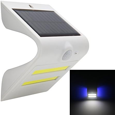 Outdoor Waterproof Solar Lights Doyee Wireless Security for Wall Driveway Garden Villa Hotel Night Decorative Lamp Motion Sensor Activated (White shell+Blue light)