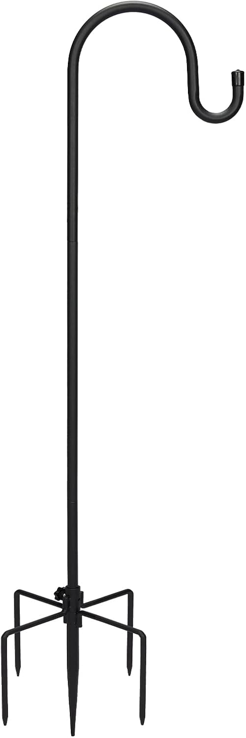 Outdoor Shepherd's Hooks - Kingsyard Adjustable Shepherd Hooks for Outdoor, Heavy Duty Bird Feeder Pole with 5 Prong Base, Garden Plant Hanger, Weddings Decor, Solar Light Lanterns, 92 inch
