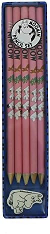 Moomin Pencil Set with 5 Sharpened Pencils and Moomintroll Eraser