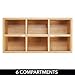 mDesign Bamboo Wood Compact Tea Storage Organizer Caddy Tote Bin - 6 Divided Sections, Attached Handle - Holder for Tea Bags, Coffee, Packets, Sugar/Sweeteners and Small Packets - Natural