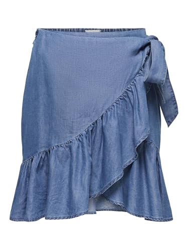 ONLY Onlbea Sofia Wrap DNM Jupe pour Femme, Denim Bleu médium, L