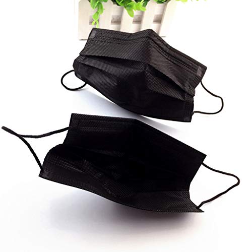 Hacloser Disposable Black Face Mask for Dust, Non-Woven Mouth Mask 3 Layer Smoke Protection Medical Surgical (20Pcs)
