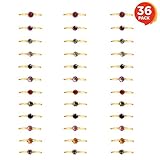 ArtCreativity Birthstone Rings for Girls with Display Stand - Set of 36 - Fully Adjustable Kids' Toy Jewelry - Cute Birthday Party Favors and Goodie Bag Fillers - Unique Carnival Prizes