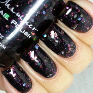 Showgirl Black and Fuchsia Pink Glitter Nail Polish - 0.5 Oz Full Sized Bottle Showgirl Black and Fuchsia Pink Glitter Nail Polish - 0.5 Oz Full Sized Bottle