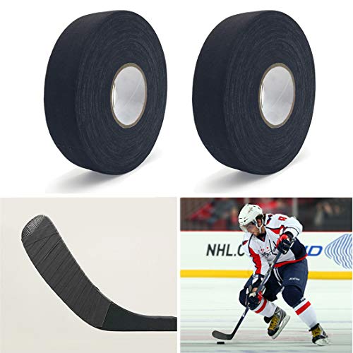 Boaton 2Pcs Hockey Tape, Hockey Grip Tape for Hockey Ice Field Lacrosse Sticks, 1 Inch Wide, 20 Yards Long, Black