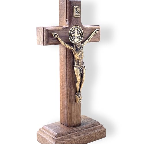 Joseph's Workshop Small Light Wood Crucifix with Antique Gold Corpus – 4.75