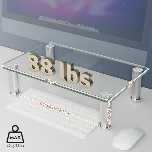 2 Pack Computer Monitor Riser with Height Adjustable Multi Media Desktop Stand for Flat Screen LCD LED TV, Laptop/Notebook/Xbox One