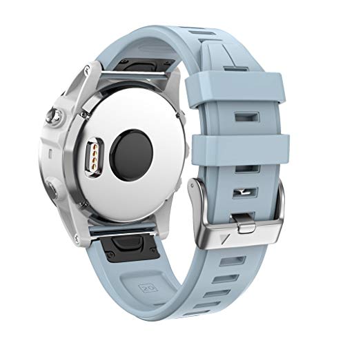 Cywulin for Garmin Fenix 5S Fenix 5S Plus Band 20mm Easy Fit Quick Release Soft Silicone Watch Band Replacement Strap Loop Sport Wristband Breathable for Fenix 5S Fenix 5S Plus Women Men (Light Blue)