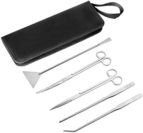 town sister Stainless Steel Aquarium Aquatic Plant Tweezers Scissor Spatula Tools Set 5 Tools with Case Fish Starter Kits for Fish Tank Plants