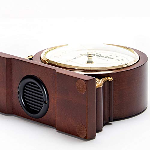 TXL Mantel Clock 8.3" Silent Decorative Wood Desk Clock Battery Operated, Dark Wooden Design for Living Room Office Kitchen Shelf & Home Décor Gift, T10392