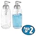 mDesign Refillable Glass Foaming Hand Soap Dispenser - Foam Soap Pump Bottle Container for Bathroom Counter Top - Decorative Foam Soap Dispenser - Malloy Collection - 2 Pack - Clear/Matte Silver
