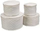 Richards Homewares Vinyl Plate Case with Foam Dividers, Set of 4-White