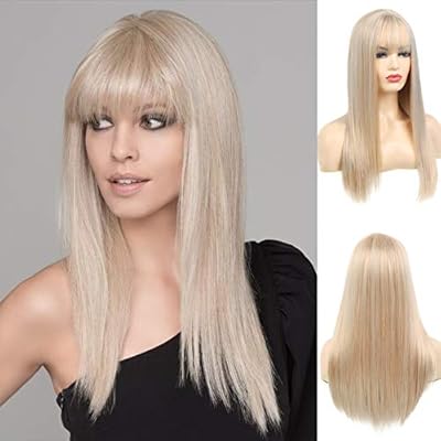 Synthetic Heat Resistant Long Blonde Wig with Bangs Kuwait Ubuy