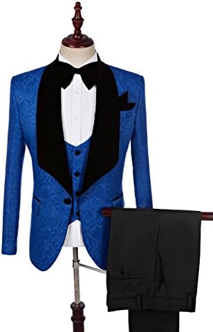 Dennis dress Mens Tuxedo One Button Shawl Lapel Men Suits Wedding Four-piece Slim Fit Suit … (XXXL, Royal Blue)