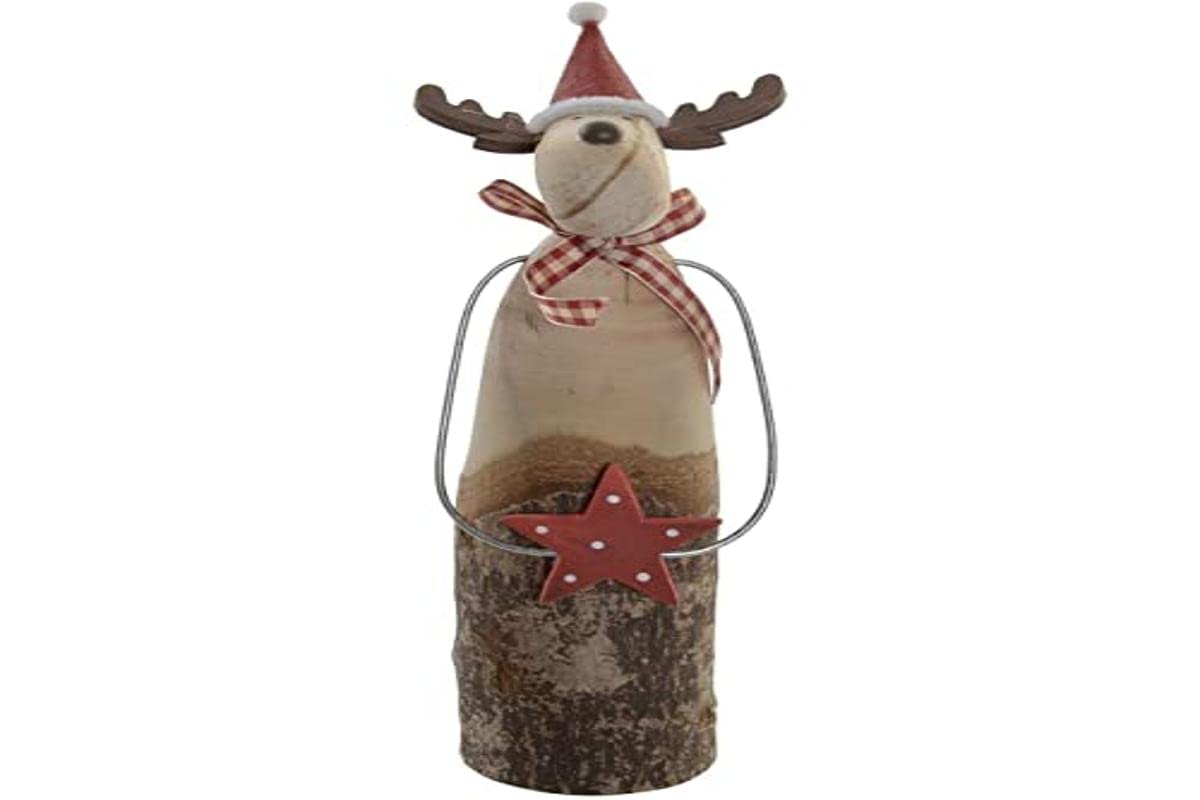 Dkd Home Decorative Figurine Paulonia Wood Reindeer (7 x 6 x 26 cm)