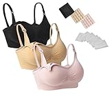 iLoveSIA 3pack Nursing Bra Nude+Black+Light Pink Size L with Extender
