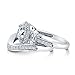 BERRICLE Sterling Silver Halo Wedding Engagement Rings Round Cubic Zirconia CZ Art Deco Ring Set for Women, Rhodium Plated Size 4-10