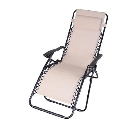 Outsunny Zero Gravity Recliner Lounge Patio Pool Chair Cream