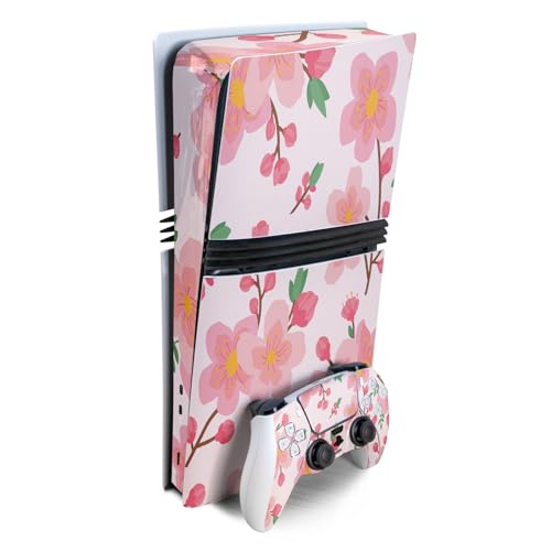 Gaming Skin Compatible with Sony PlayStation 5 PS5 Pro Bundle - Lilies in Bloom…