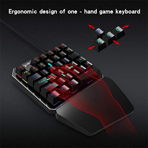 Shan-S K7 Wired Gaming Keypad with RGB Backlight 35 Keys Ergonomic One-Handed Keyboard for Computer PC Laptop LED 7 Color Backlit Keycaps Key Cap Board USB Keybord Player - Thumbnail 3