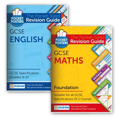 Daydream Education GCSE English & Maths (Foundation) Study Pack, The Pocket-Sized Revision Guides, FREE Digital Editions with Over 1, 600 Assessment Questions! - for 2026-2027 exams (Pack of 2)