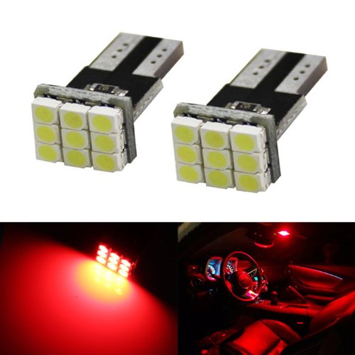 iJDMTOY (2) 9-SMD 168 194 2825 W5W T10 LED Bulbs For Car License Plate Lights, Parking Lights, Side Door Lights or Interior Lights, Brilliant Red