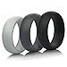 Mens Valentine's Day Gift-Silicone Wedding Ring Wedding Band - 3 Rings Pack - 8.7mm Wide (2mm Thick) - Black, Gray, Light Gray