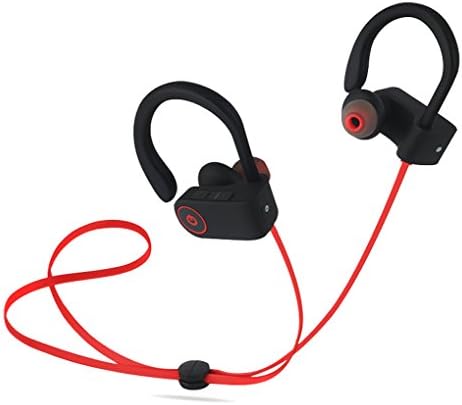 Headphones, Wireless Earbuds for Sports HD Stereo Headsets Heavy Bass Sweatproof Earbuds with Mic for Running Gym Workout for Iphone and Android Phones – Red