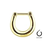 316L Surgical Steel Gold Plated Plain Septum Clicker Ring 101GN