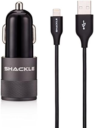 iPhone 7 Car Charger, Shackle 4.8A Lightning Car Charger with 3.3ft Apple MFi Certified Lightning Cable for for iPhone 7/6S/6S Plus,6,5S,iPad - Black