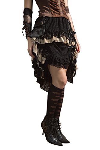 HaoLin Steampunk Victorian Gothic Lace Skirt Pirate Renaissance Costume With Fanny Pack