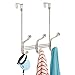 mDesign Decorative Over Door 6 Hook Steel Storage Organizer Rack for Coats, Hoodies, Hats, Scarves, Purses, Leashes, Bath Towels, Robes, Clothing - Satin