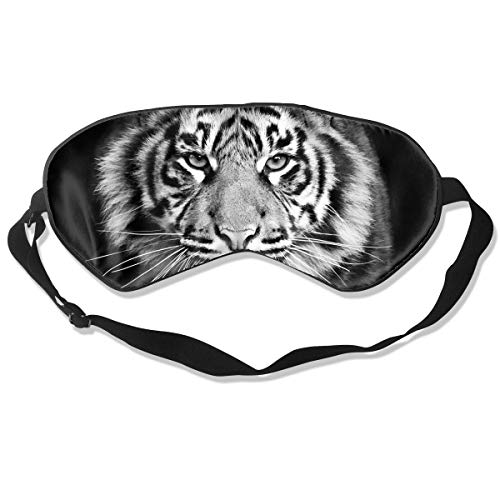 Tiger Portrait Monochrome Silk Sleeping Eye Mask Lightweight And Comfortable Blindfold With Adjustable Strap