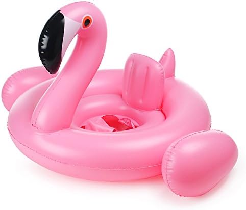 Amxylife Pink Flamingo Baby Swim Ride-On Float Swimming Pool Toys Inflatable Swimming Ring for Kids (31"X 25")