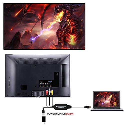 HDMI to RCA Cable Converter, ZAMO 1080P HDMI to 3RCA CVBS AV Composite Video Audio Converter Adapter Supports PAL/NTSC with USB Charge Cable for PC Laptop HDTV DVD - Thumbnail 3