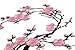 Two Asian Cherry Blossom Sakura Flower Iron on Embroidered Appliques Patch Japanese Chinese (Black-Pink)