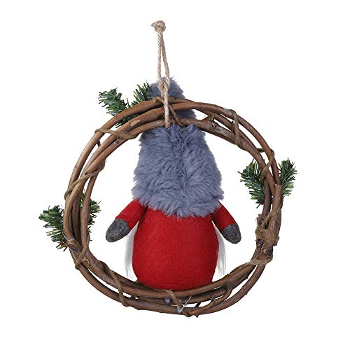 HMASYO Handmade Swedish Gnome Wreath Garland,Merry Christmas Wreath with Santa Tomte,Nordic Plush Elf Wreath,Front Door Wreaths for Home Kitchen Wall Window Hall Decor (Red) - Thumbnail 3