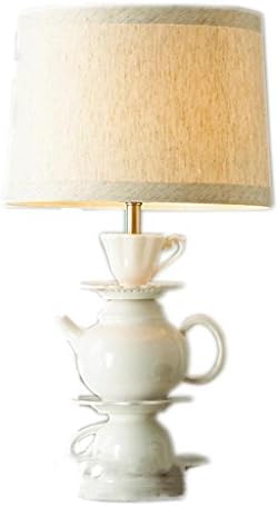 LU-Table lamp Creative Modern Chinese-Style Lighting teapot Tea Cups Ceramic Table lamp Home Hotel Living Room Decoration Desk lamp (Color : Beige)