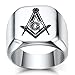 VQYSKO 316L Stainless Steel Masonic Ring for Men Master Masonic Signet Ring Mason Ring Jewelry (S10)