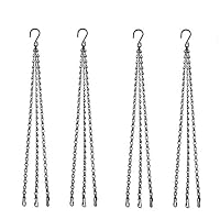 PERTTY 4 Pcs Plant Hanger Chain 16 inch Metal Wrought Iron Air Plant Hanger 3 Point Garden Plant Hanger for Hanging Flower Basket Pot (Black)