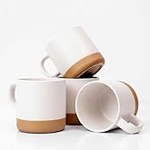 Unboxme Givenne Ceramic Latte Coffee Mug Set, 12 oz (Set of 4) – Microwave & Dishwasher Safe, Large Handles, Modern Boho Neutral Colors