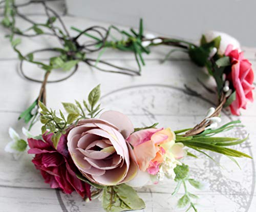 image for Vivivalue Rose Flower Crown Flower Garland Headband Hair Wreath Floral