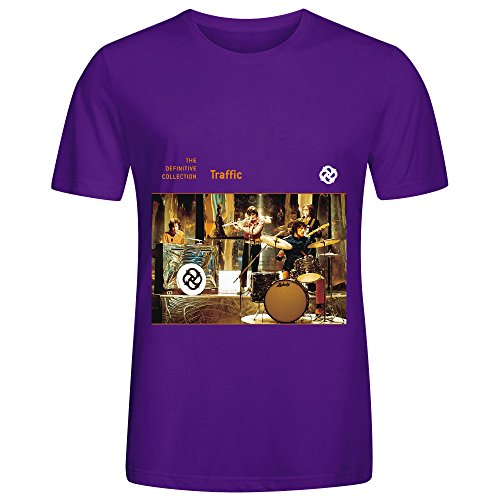 Traffic The Collection 80s Album Cover Men Crew Neck Big Tall Shirt Purple