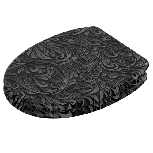 Sanilo Toilet Seat with Soft-Close Mechanism, Many Toilet Seat Lids to Choose From, Nice Finish, Easy Assembly, Sturdy Hinges (Floral)