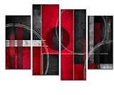 Wieco Art Large 4 Piece Red and Black with Circles Modern Abstract Artwork Giclee Canvas Prints Black and Red Pictures Paintings on Canvas Wall Art for Living Room Bedroom Home Decorations