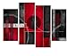 Wieco Art Large 4 Piece Red and Black with Circles Modern Abstract Artwork Giclee Canvas Prints Black and Red Pictures Paintings on Canvas Wall Art for Living Room Bedroom Home Decorations